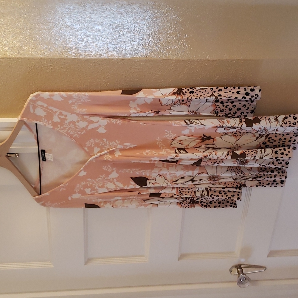 Venus floral pink/peach/animal print dress. Size xs